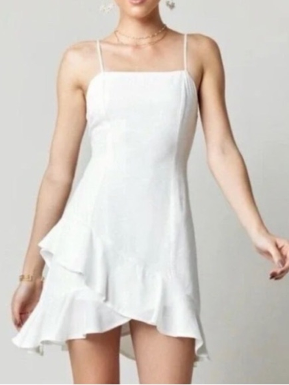 Blue Rain | White Spaghetti-Strap Tie-Back Dress
